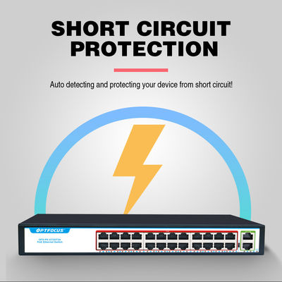 Customized 24 Port POE Switch 2*10/100/1000mbps UP-Link Port For ISP