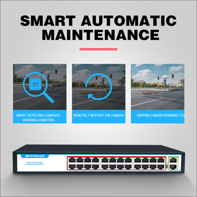 Customized 24 Port POE Switch 2*10/100/1000mbps UP-Link Port For ISP