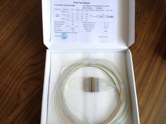 Steel Tube Fiber Optic Splitter PLC / FBT 1X4 With SC APC Connectors For ONU FTTX